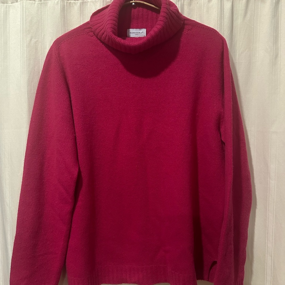 Fuchsia Merino Turtleneck Sweater